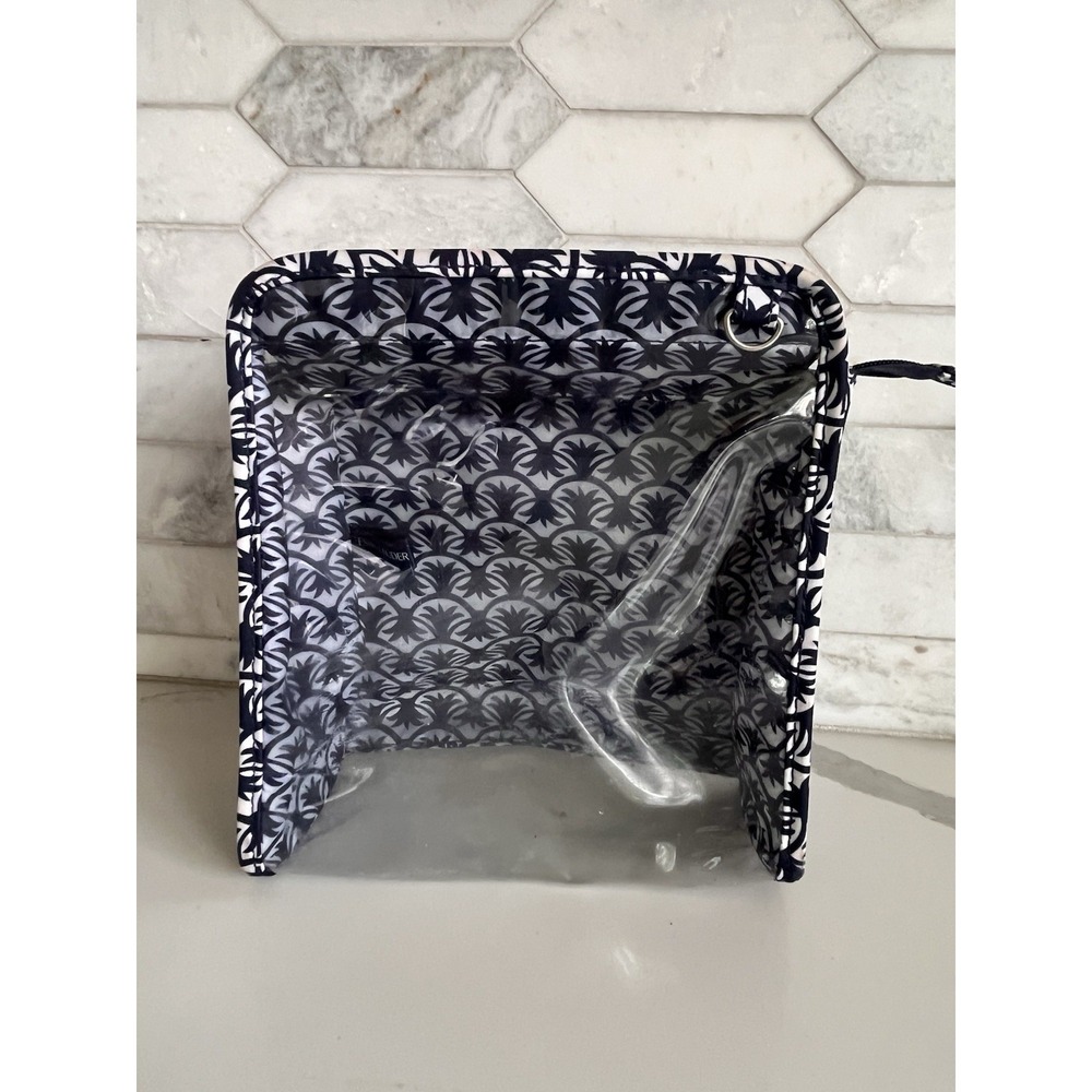 Estee Lauder Makeup Cosmetic Bag w/ Blue & White Flowers‎ GUC